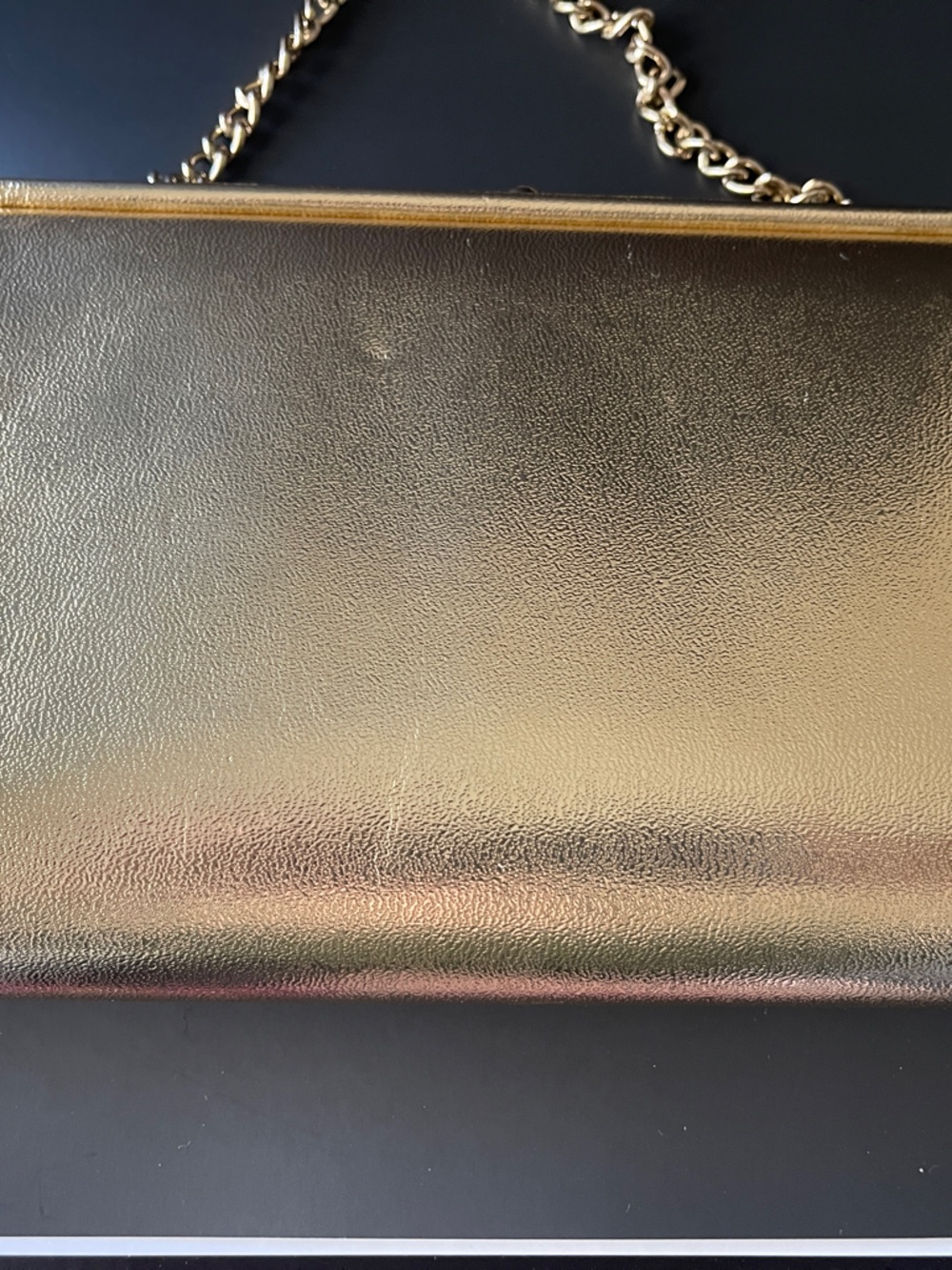 Metallic Gold Chain-Handle Clutch - Picture 6 of 6